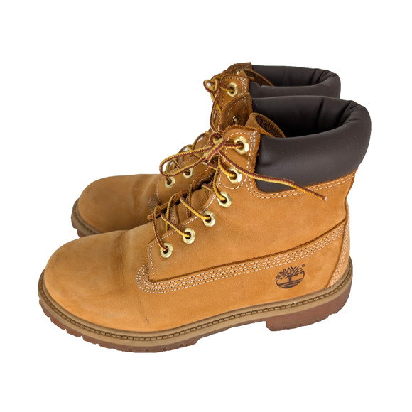 Timberland Junior Premium 6 Inch Waterproof Wheat Nubuck Leather Boot Size 5 - Picture 1 of 10